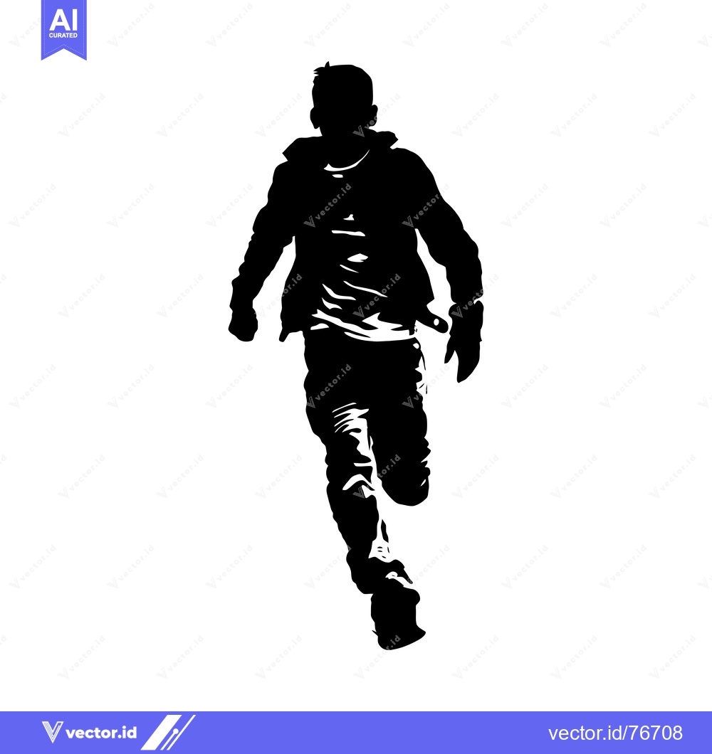 Premium Vector of Silhouette of a Man Running Forward in a Jacket and Jeans