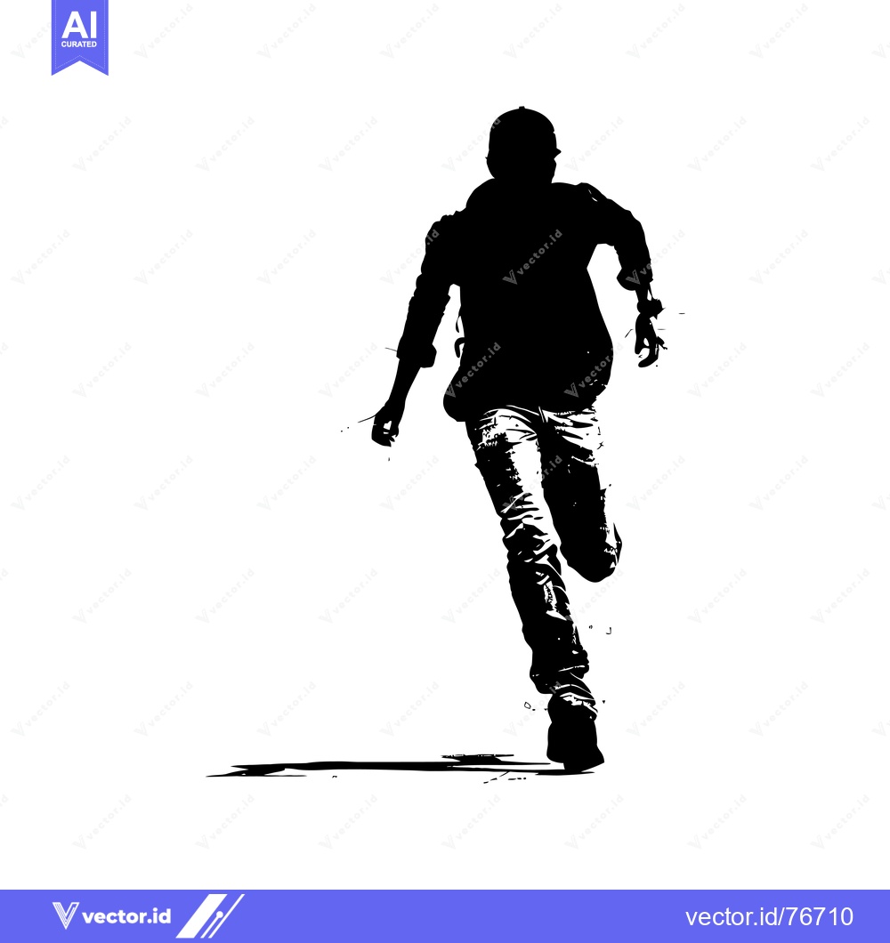 Premium Vector of Silhouette of a Man Running Away from the Camera