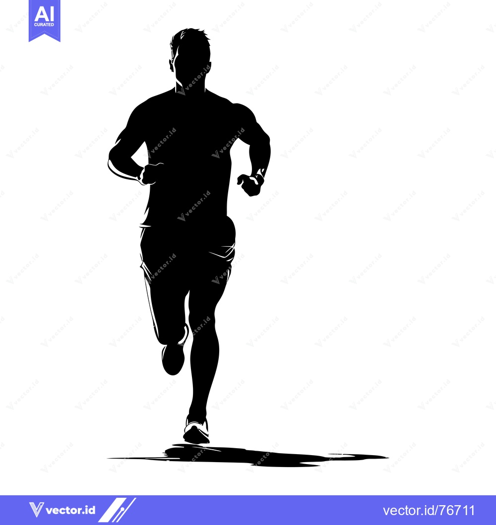Premium Vector of Silhouette of a Man Running with a Shadow