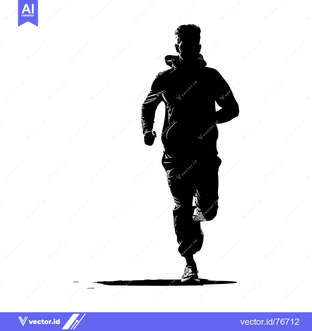Premium Vector dari Silhouette of a Man Running with a Hooded Sweatshirt
