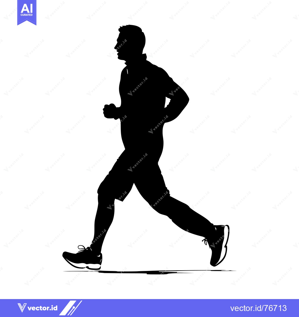 Premium Vector dari Silhouette of a Man Running with One Foot in Mid-Air