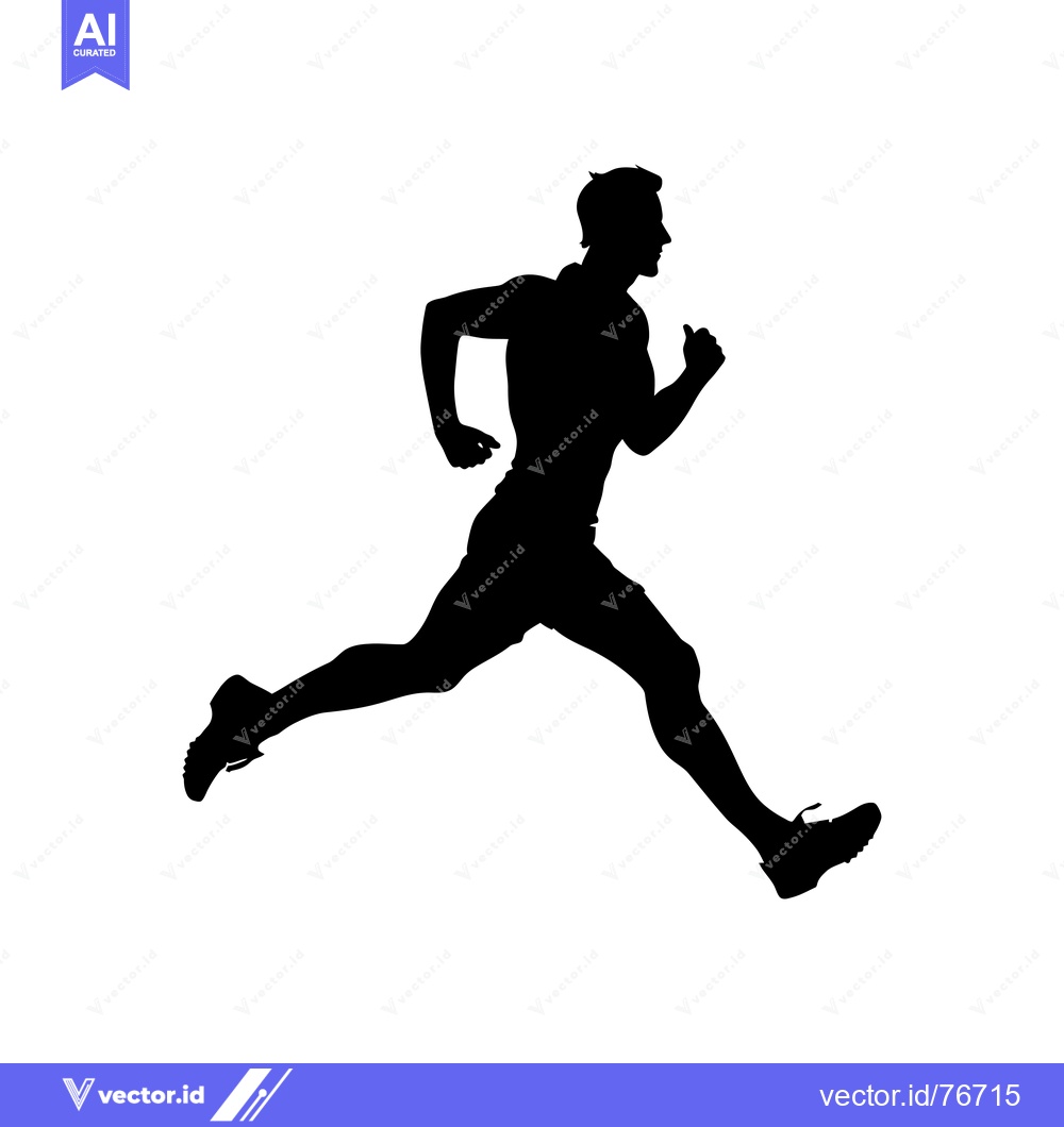 Premium Vector of Silhouette of a Running Man in Mid-Stride