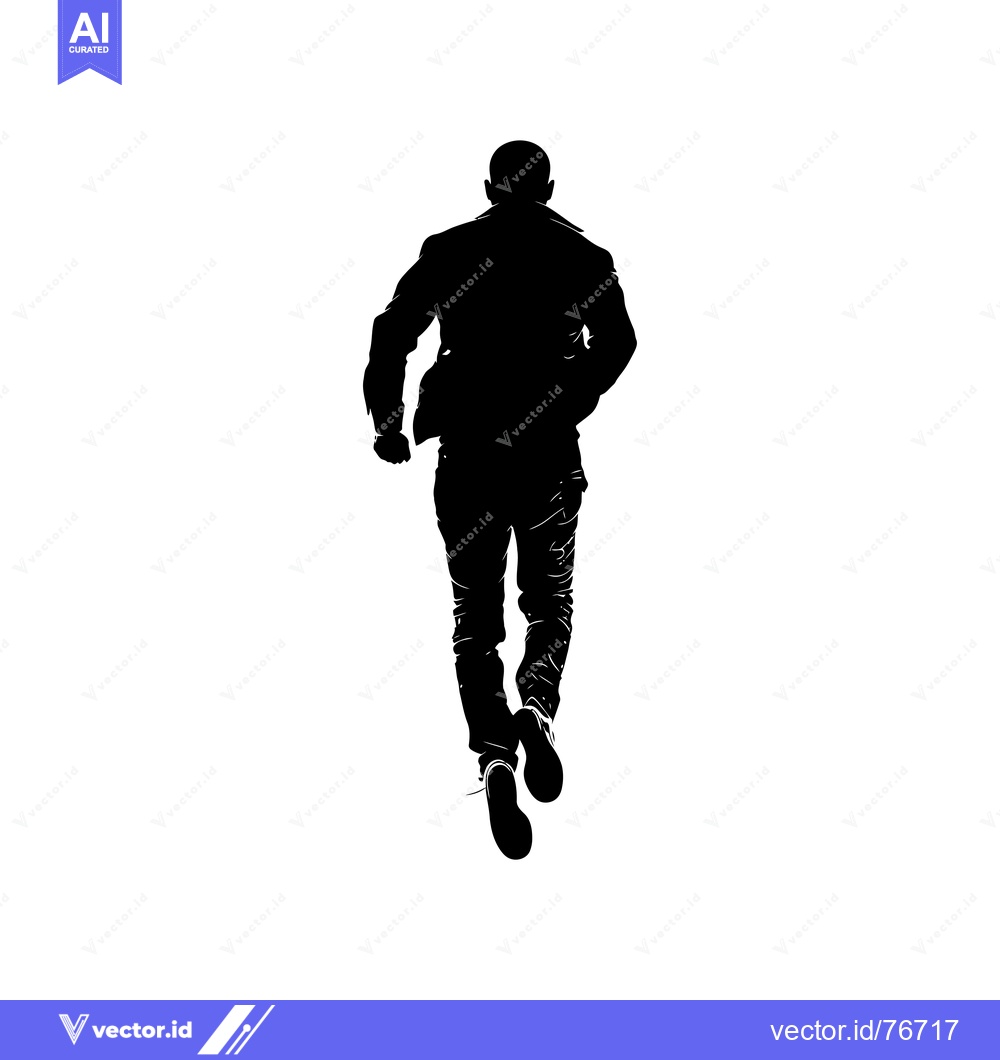 Premium Vector dari Silhouette of a Man Running Away from the Viewer