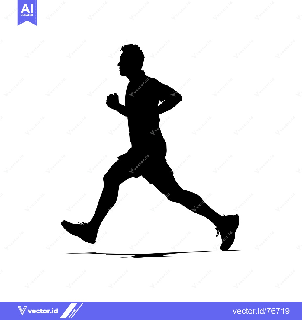 Premium Vector dari Silhouette of a Male Runner in Mid-Stride