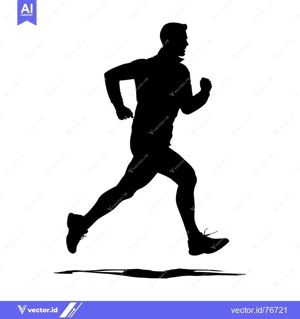 Premium Vector dari Silhouette of a Man Running with a Determined Expression