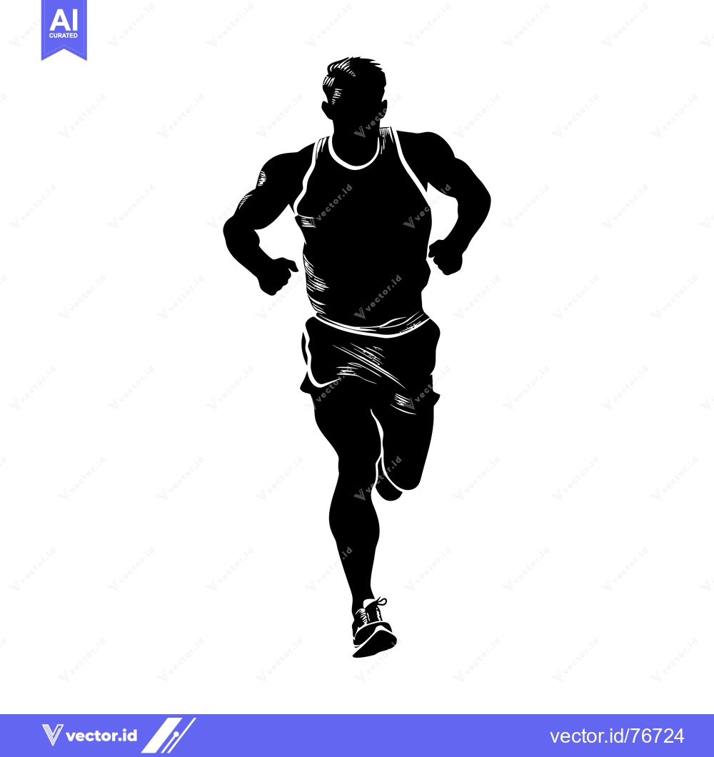 Premium Vector dari Silhouette of a Male Runner in Mid-Stride