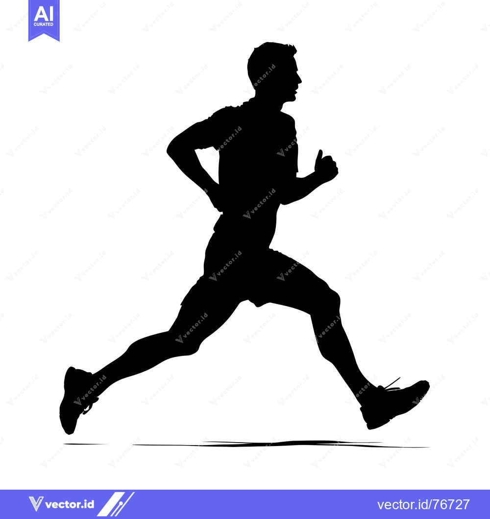 Premium Vector of Silhouette of a Man Running with One Leg Extended