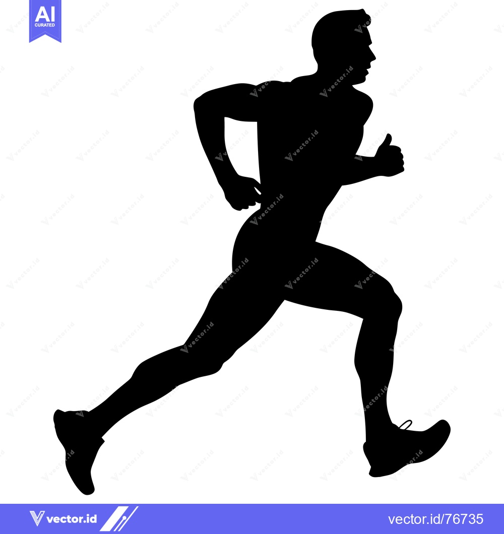 Premium Vector of Silhouette of a Man Running with One Foot in the Air