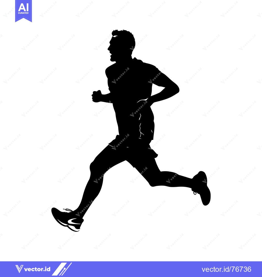 Premium Vector of Silhouette of a Man Running with Determination