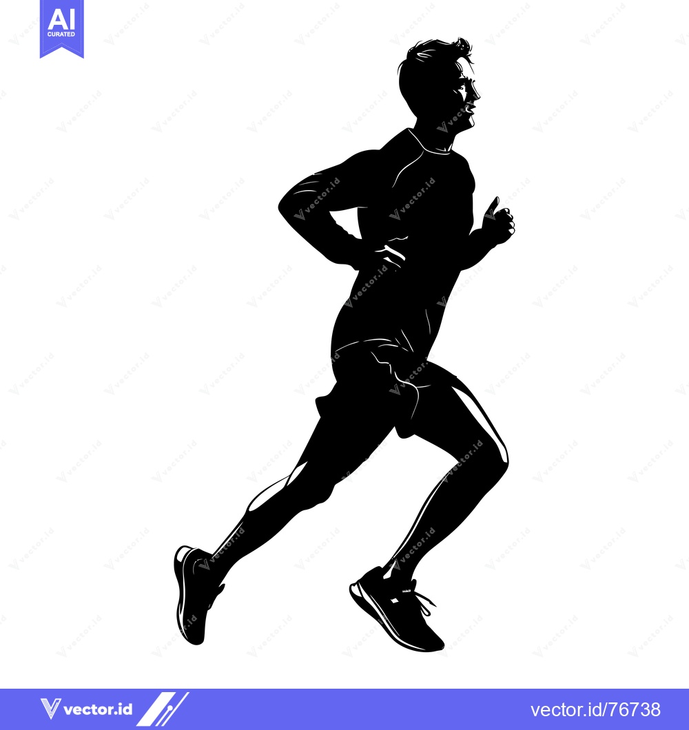 Premium Vector dari Silhouette of a Male Runner in Motion