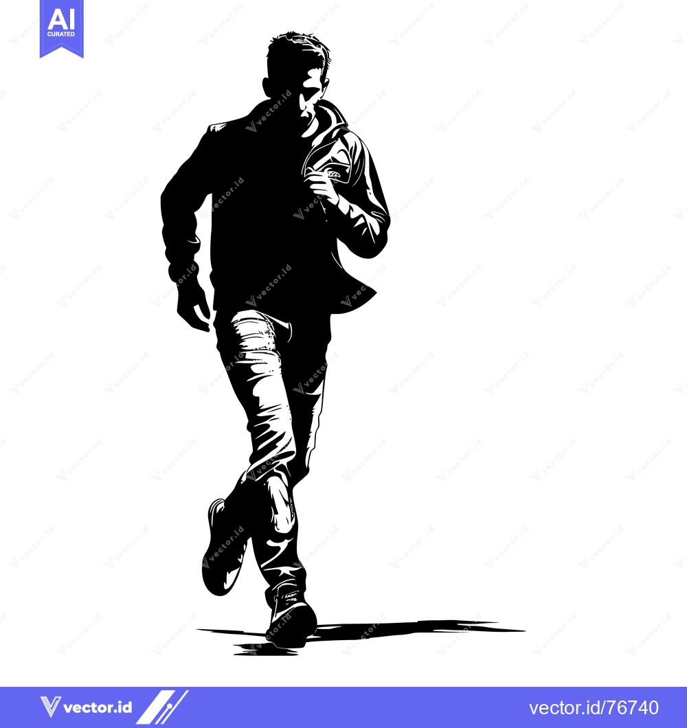 Premium Vector of Silhouette of a Man Running Forward in a Jacket