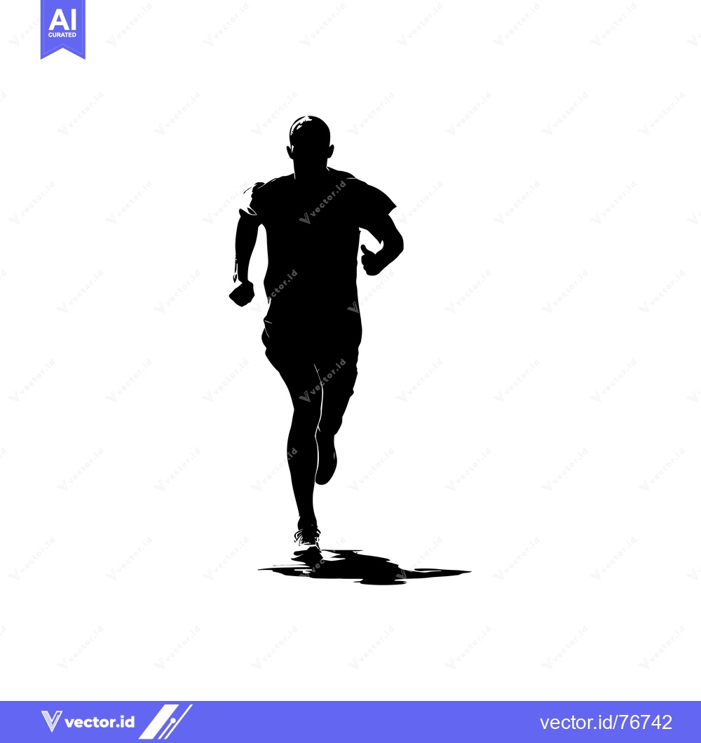 Premium Vector dari Silhouette of a Man Running Forward with His Arms Bent