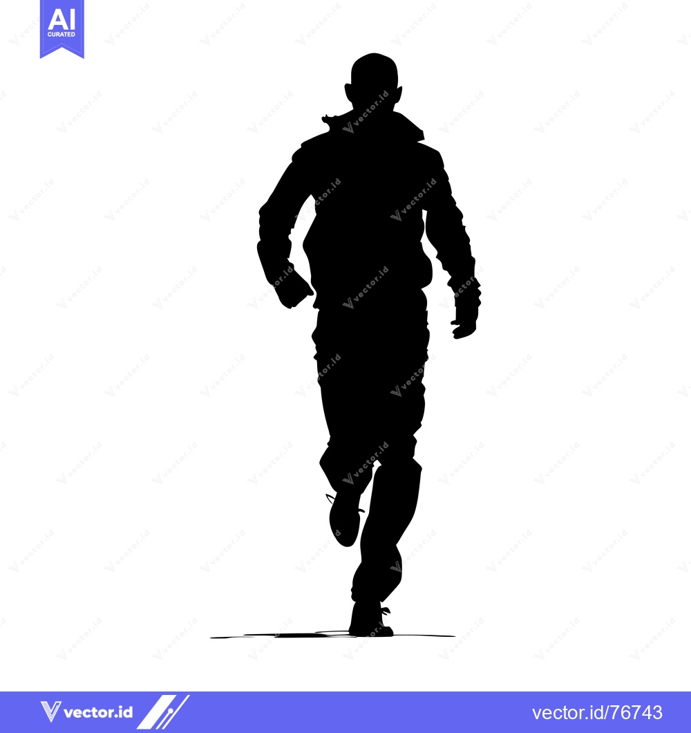 Premium Vector dari Silhouette of a Man Running in a Jacket