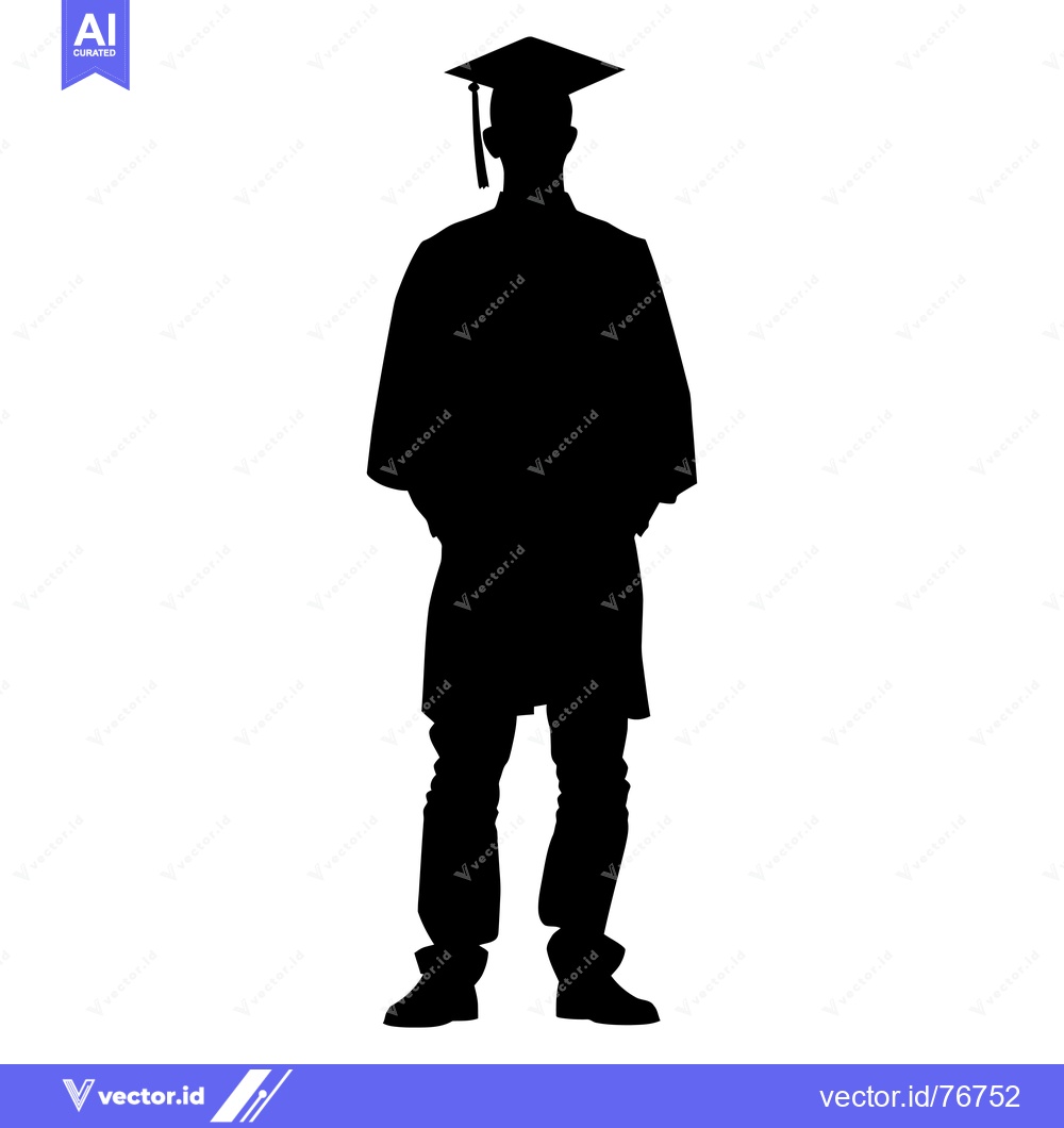Premium Vector dari Silhouette of a Graduate in Cap and Gown