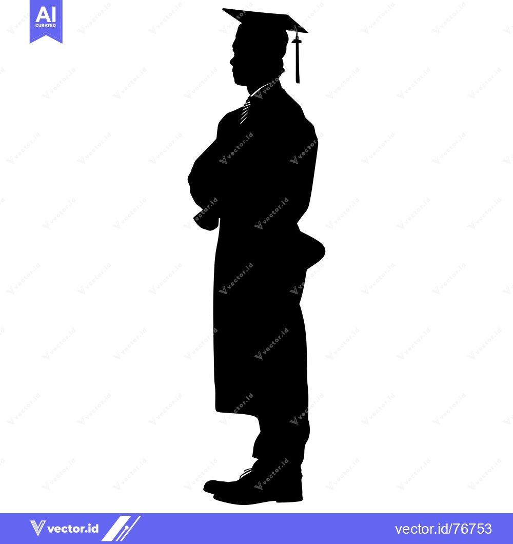 Premium Vector dari Silhouette of a Graduate Wearing a Cap and Gown