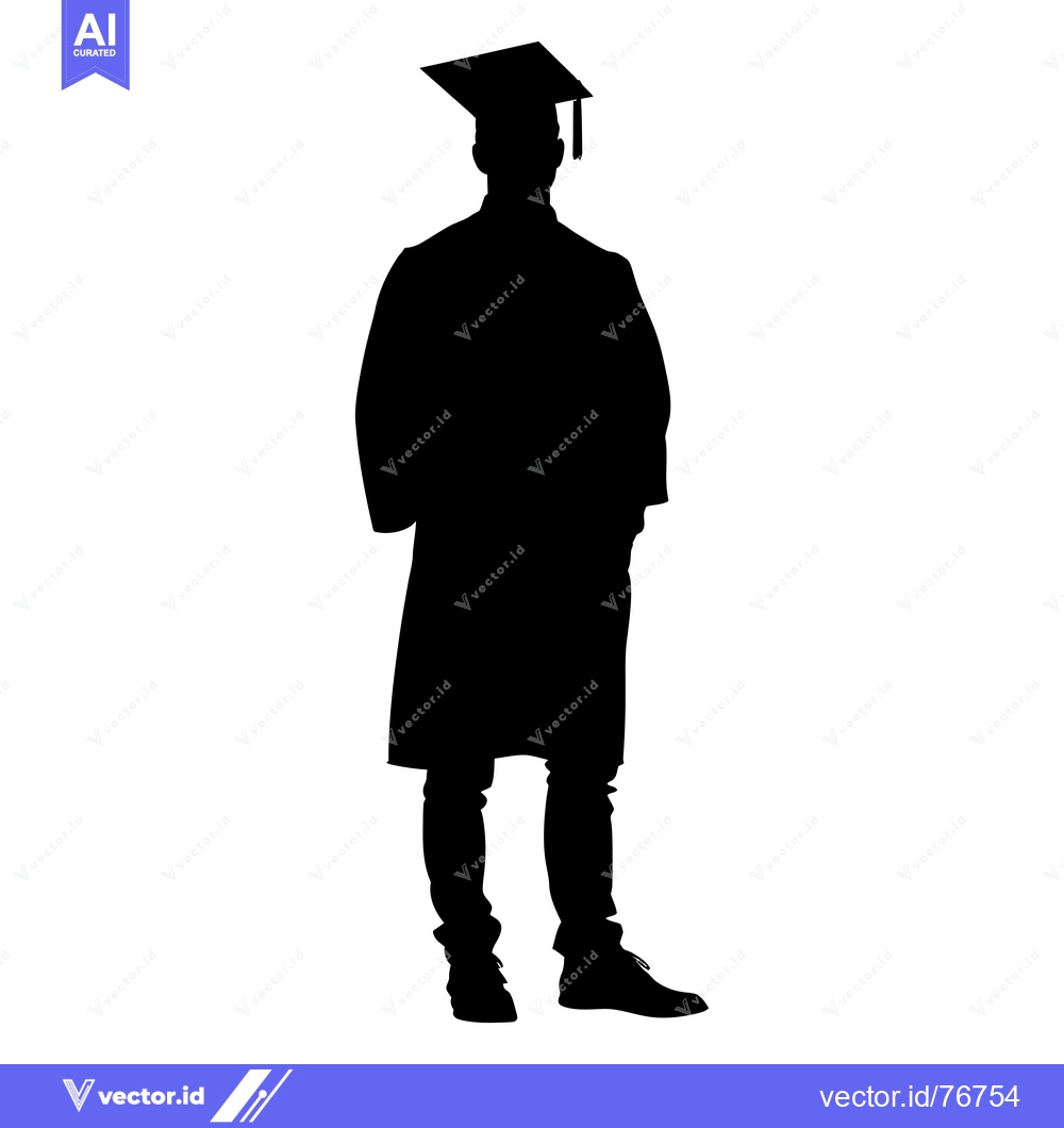 Premium Vector dari Silhouette of a Graduate in Cap and Gown
