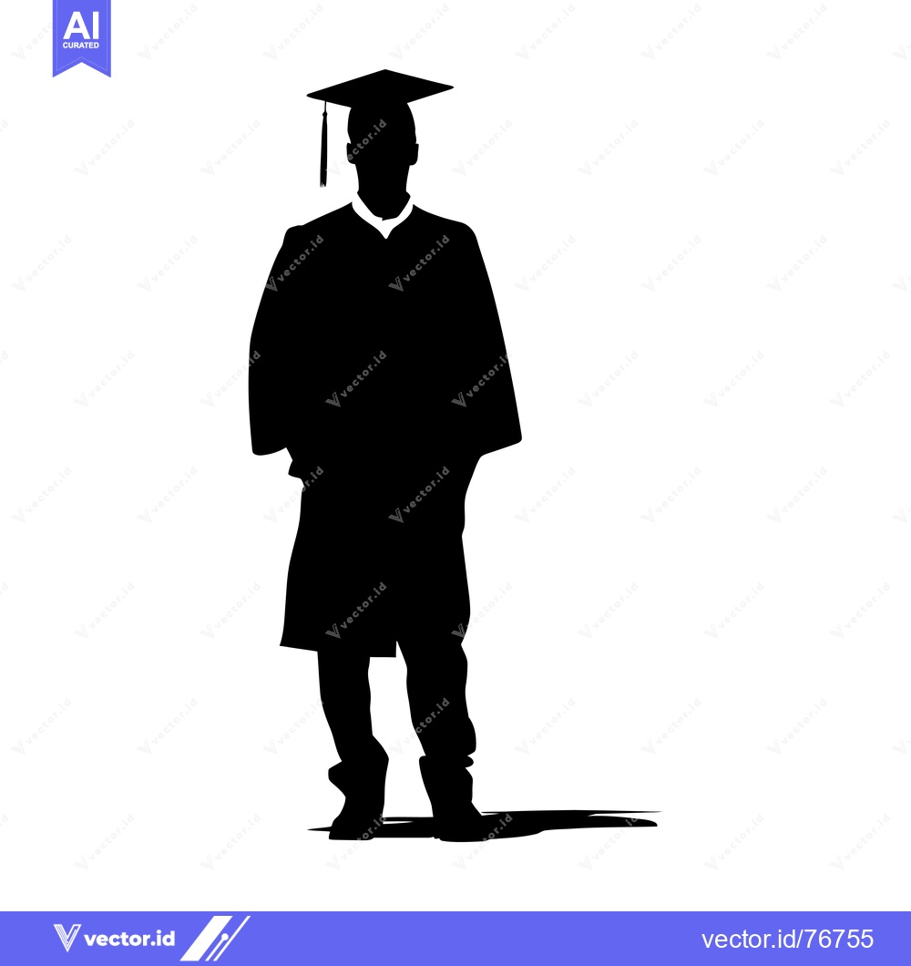 Premium Vector of Silhouette of a Graduate Wearing a Cap and Gown