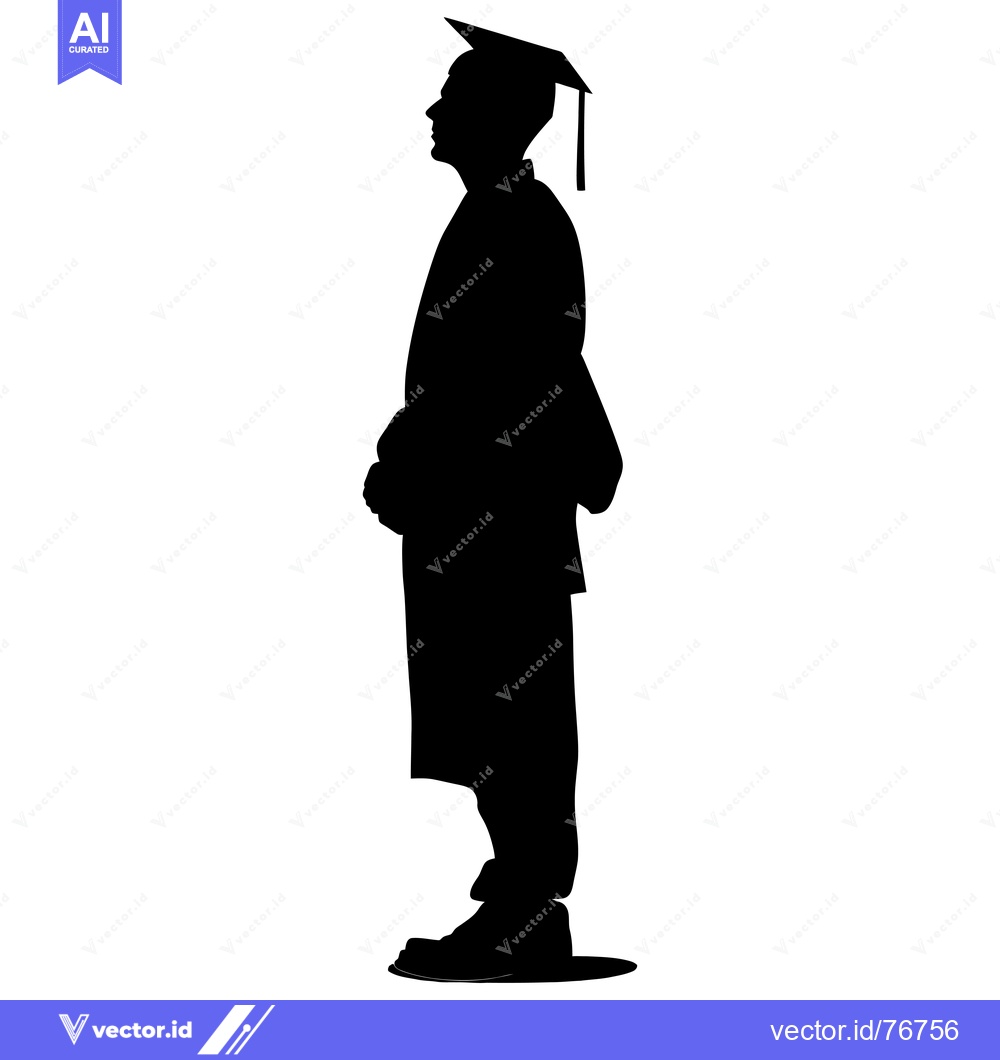 Premium Vector dari Silhouette of a Graduate in Cap and Gown