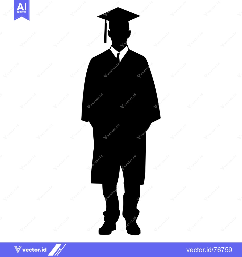 Premium Vector of Silhouette of a Graduate in Cap and Gown