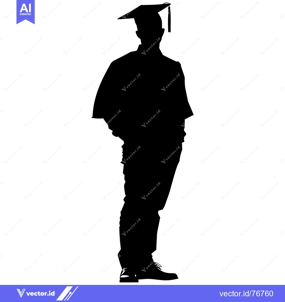 Premium Vector of Silhouette of a Graduate Wearing a Cap and Gown