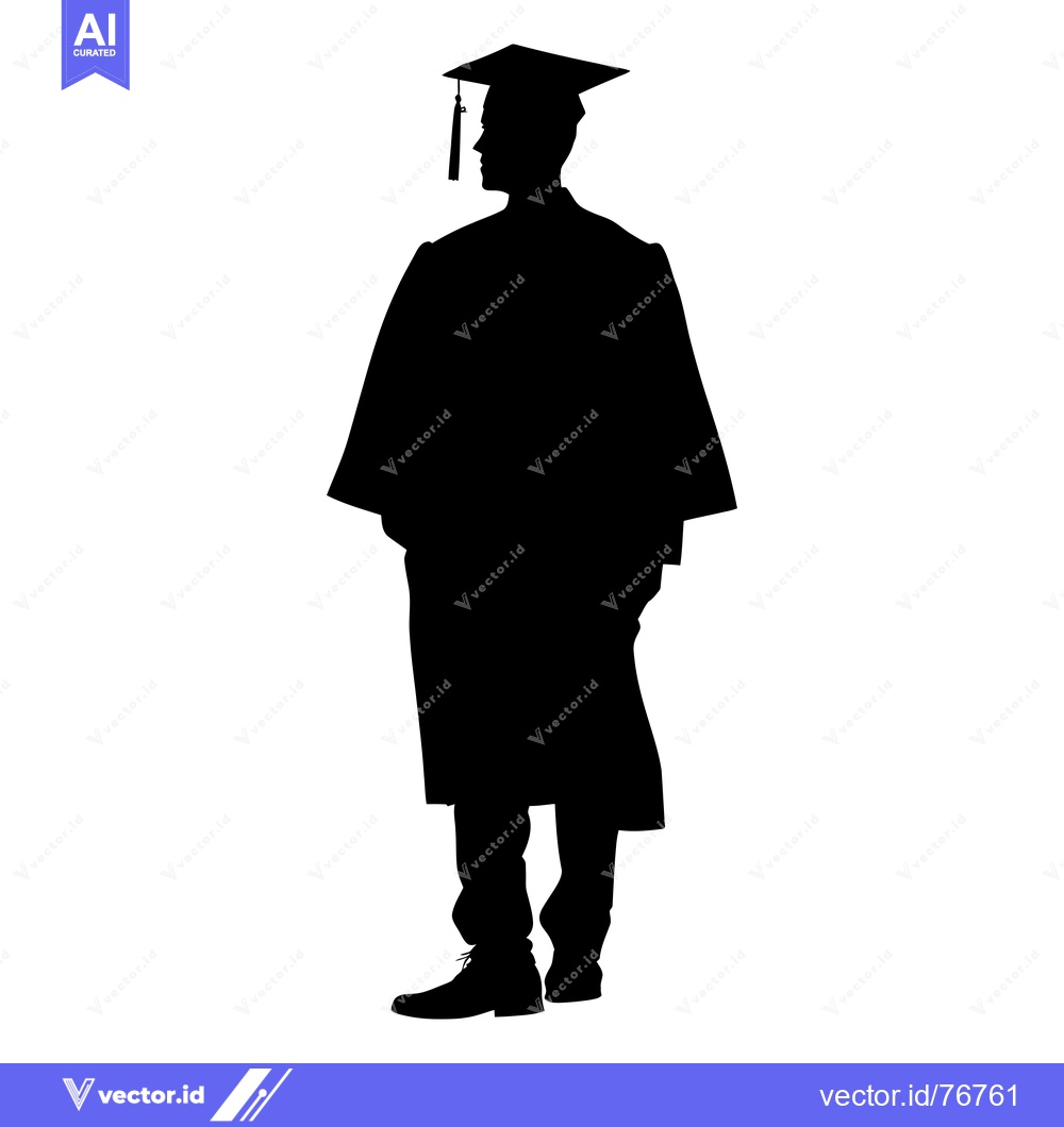 Premium Vector of Silhouette of a Graduate Wearing a Cap and Gown