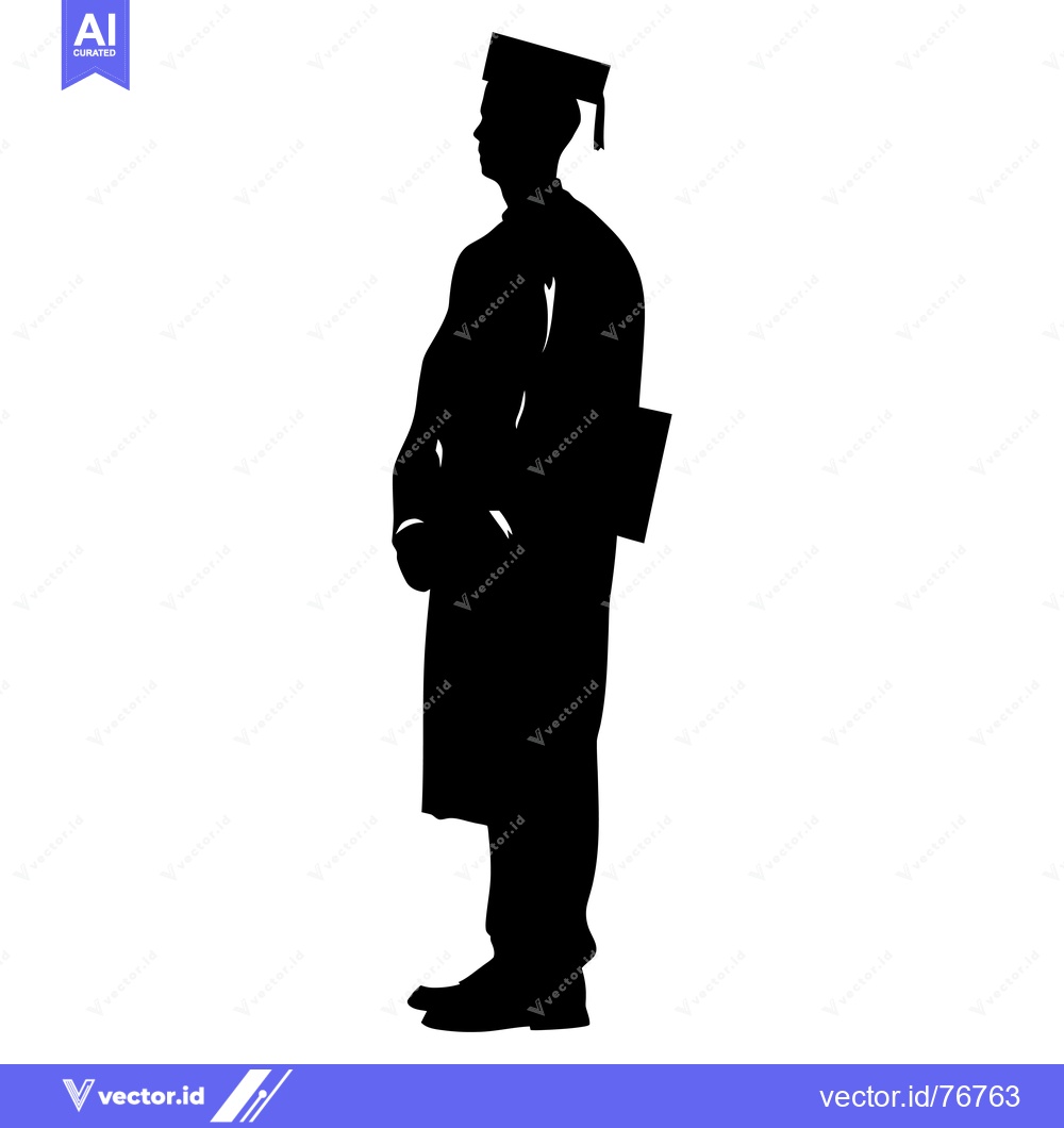 Premium Vector of Silhouette of a Graduate in Cap and Gown