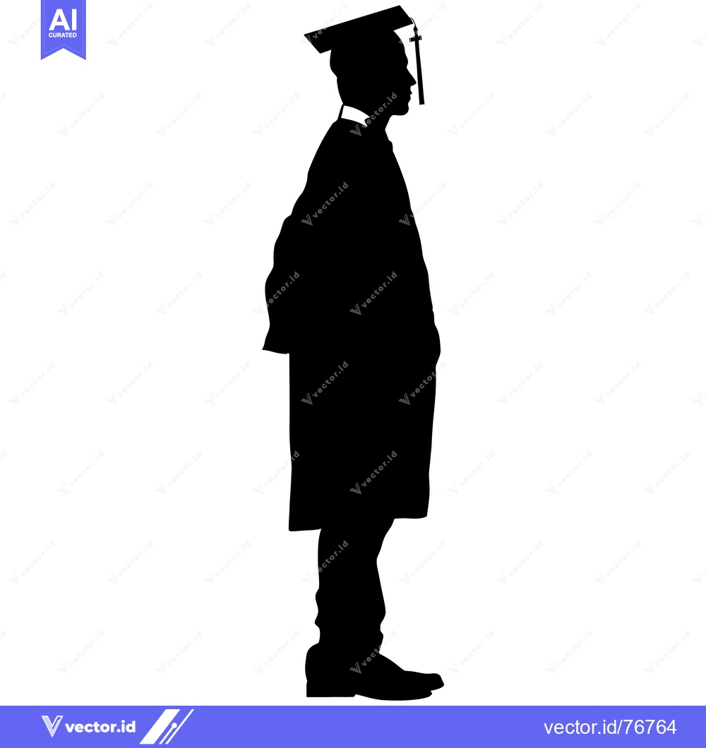 Premium Vector of Silhouette of a Graduate Wearing a Cap and Gown