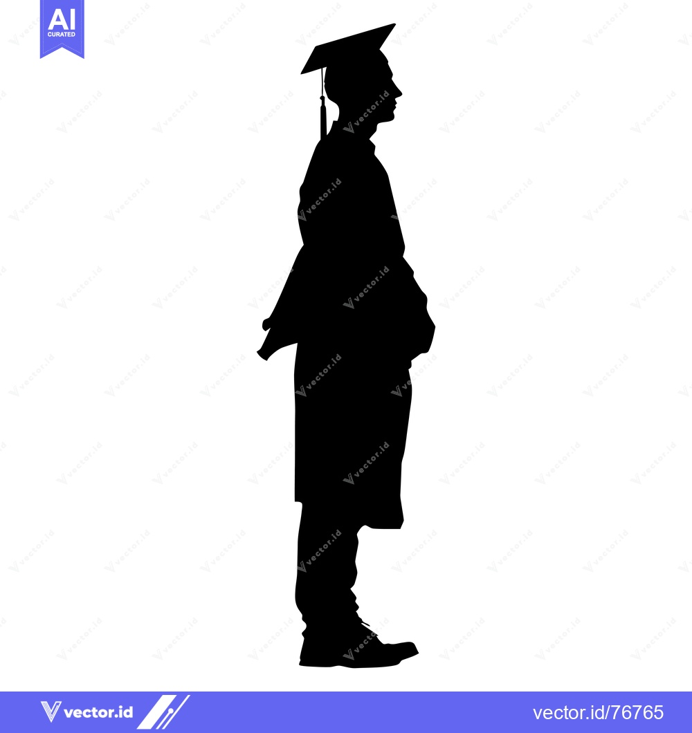 Premium Vector dari Silhouette of a Graduate in Cap and Gown