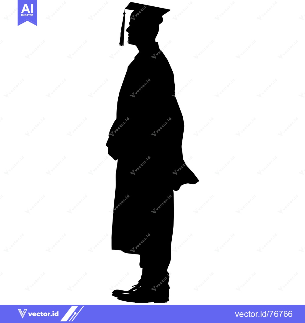 Premium Vector of Silhouette of a Graduate in Cap and Gown