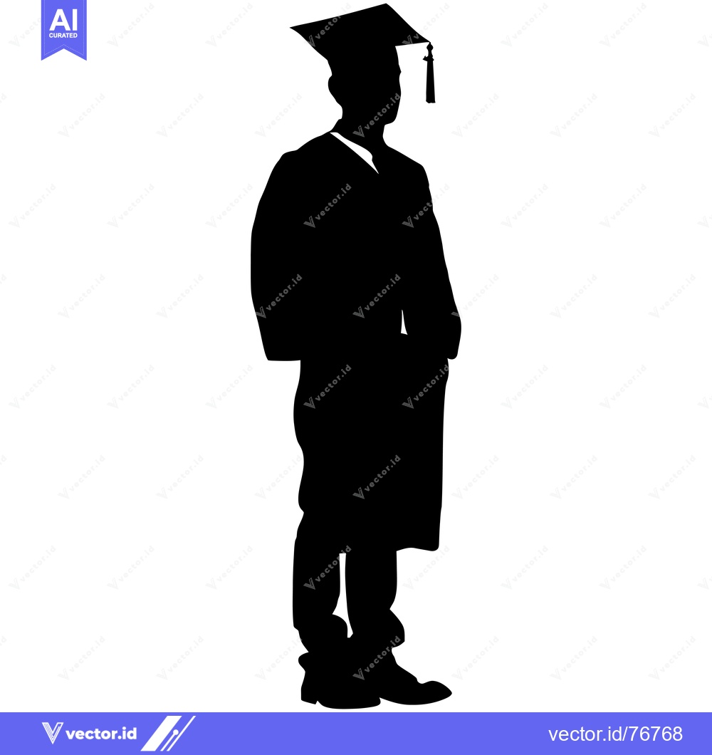 Premium Vector dari Silhouette of a Graduate Wearing a Cap and Gown