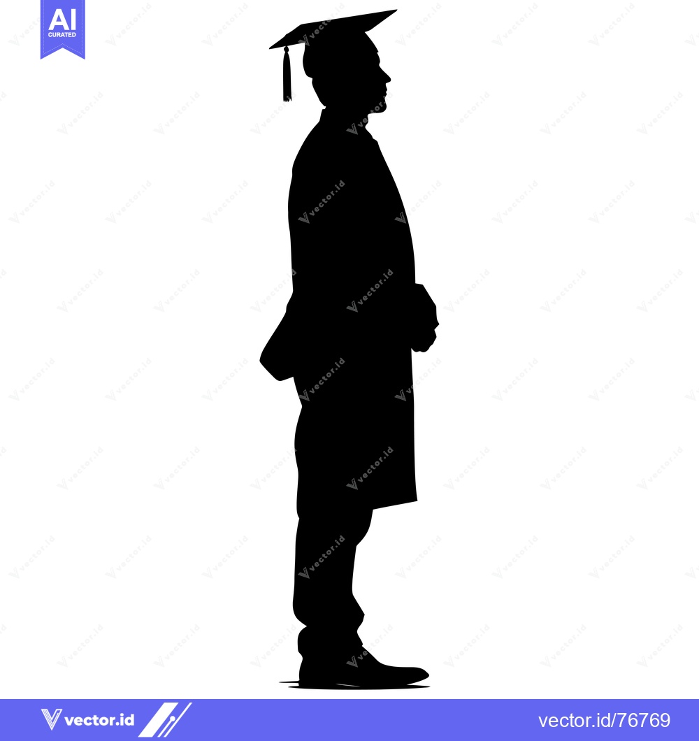 Premium Vector dari Silhouette of a Graduate in Cap and Gown