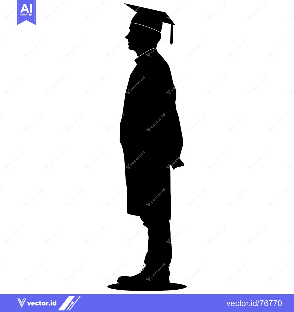 Premium Vector dari Silhouette of a Graduate in Cap and Gown