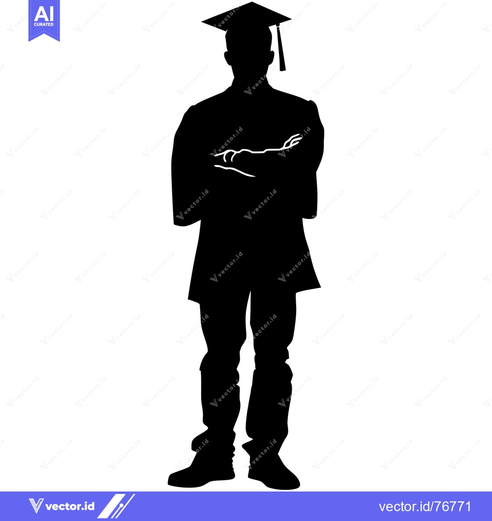 Premium Vector dari Silhouette of a Graduate with Crossed Arms and a Graduation Cap
