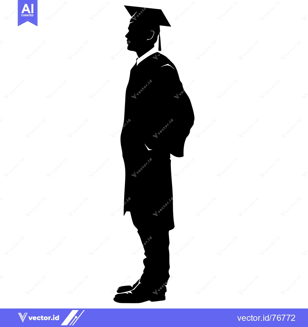 Premium Vector of Silhouette of a Male Graduate in Cap and Gown