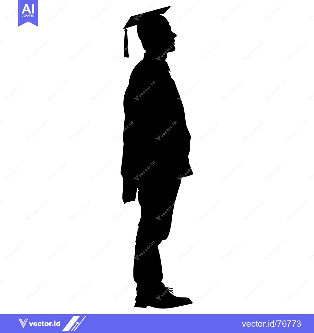 Premium Vector dari Silhouette of a Graduate Wearing a Cap and Gown