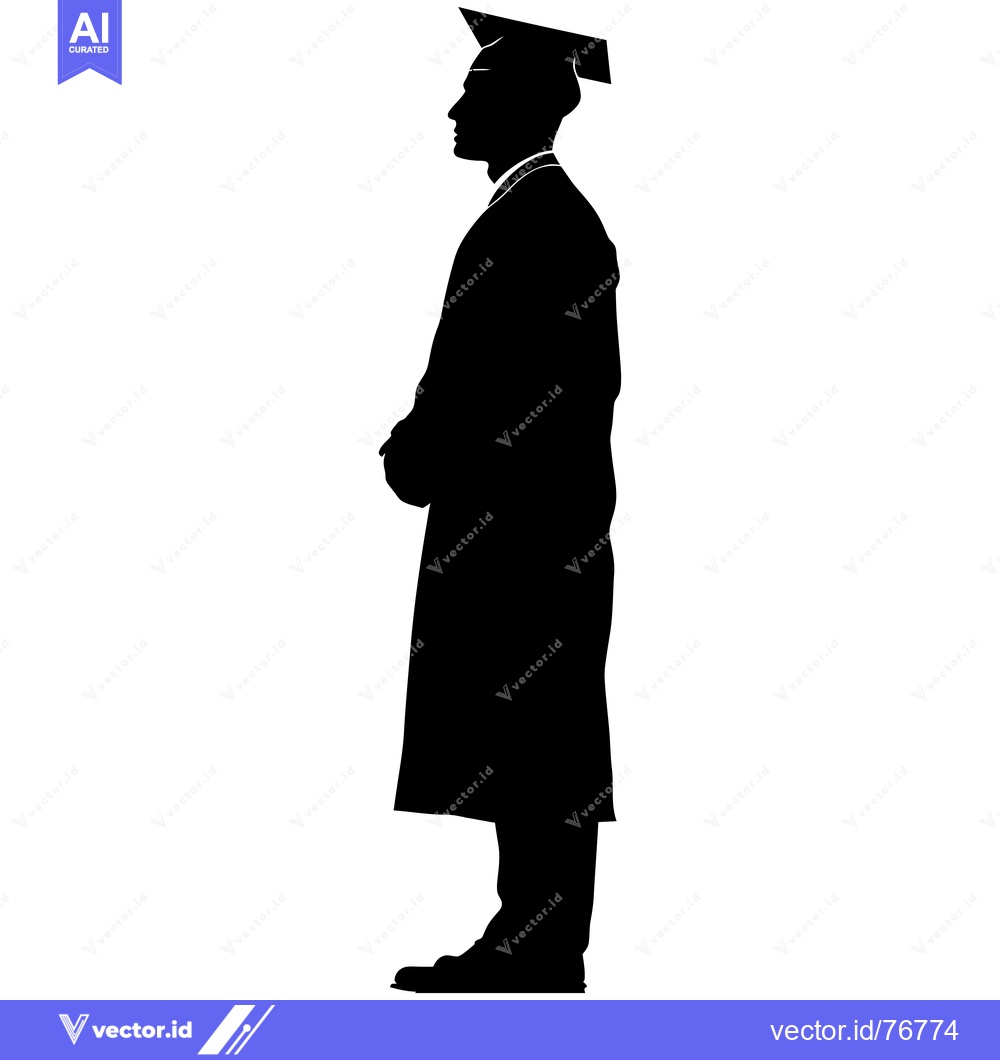 Premium Vector dari Silhouette of a Graduate in Cap and Gown