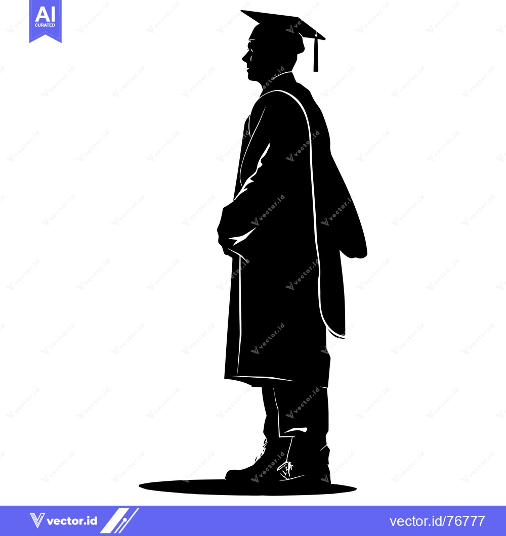 Premium Vector dari Silhouette of a Graduate in Cap and Gown