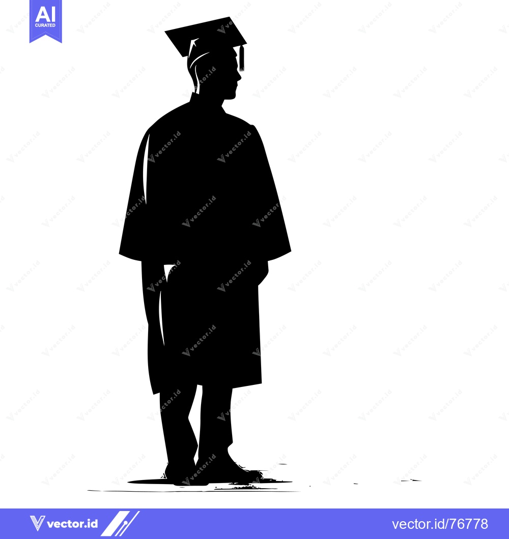 Premium Vector dari Silhouette of a Graduate in Cap and Gown