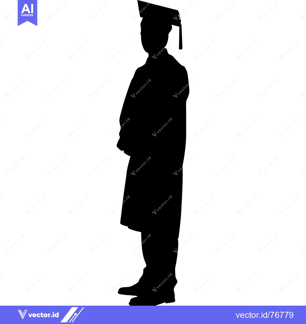 Premium Vector of Silhouette of a Graduate in Cap and Gown