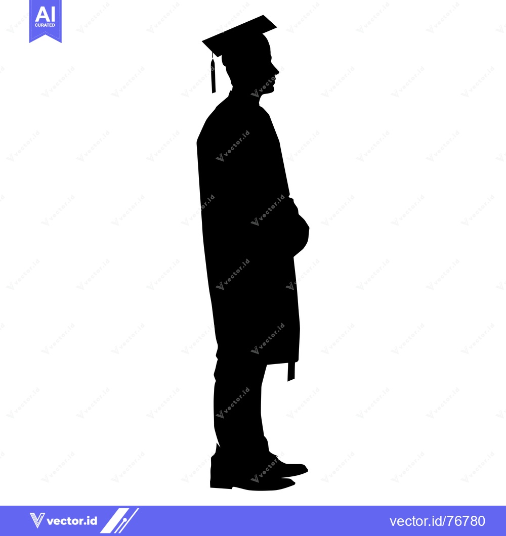 Premium Vector dari Silhouette of a Graduate in Cap and Gown