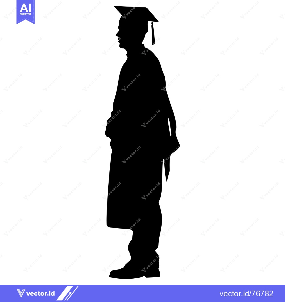 Premium Vector dari Silhouette of a Graduate in Cap and Gown