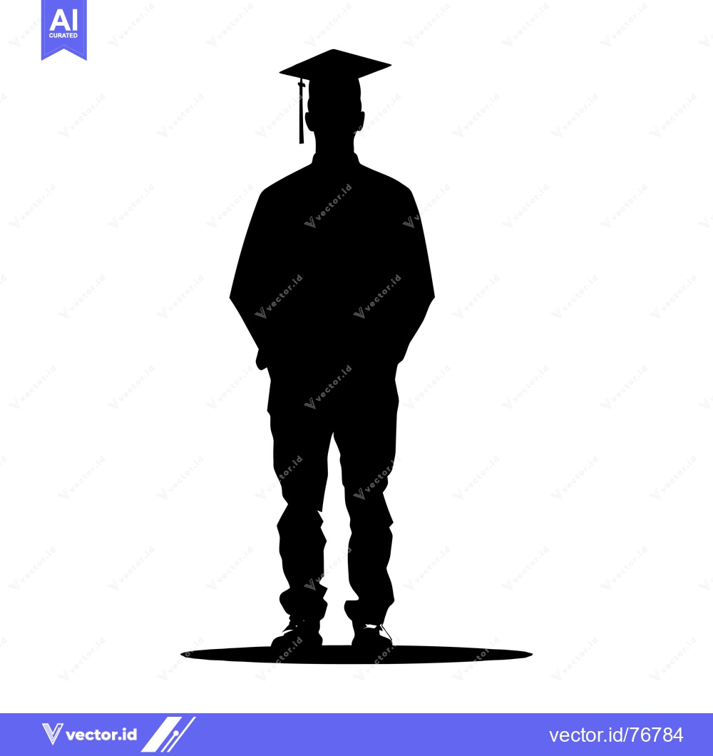 Premium Vector of Silhouette of a Graduate Wearing a Cap and Gown