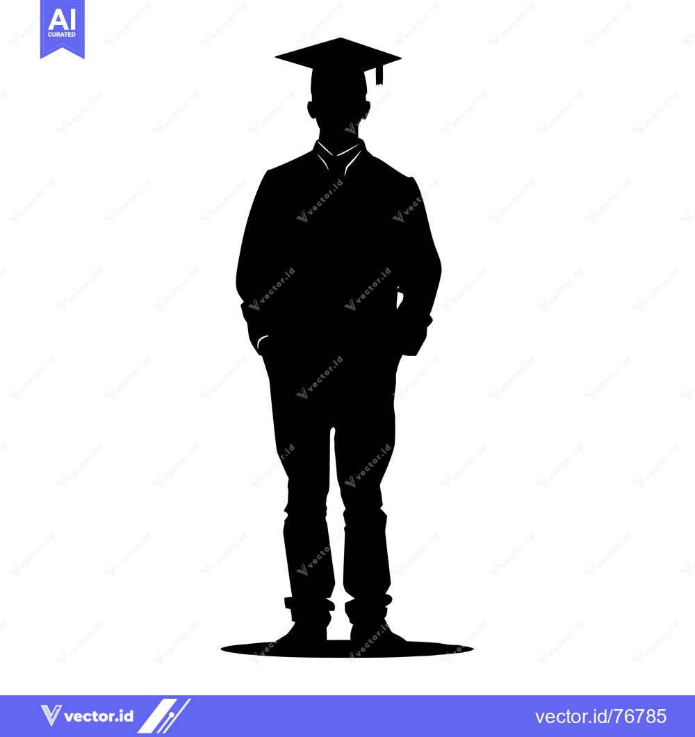 Premium Vector dari Silhouette of a Graduate Wearing a Cap and Gown