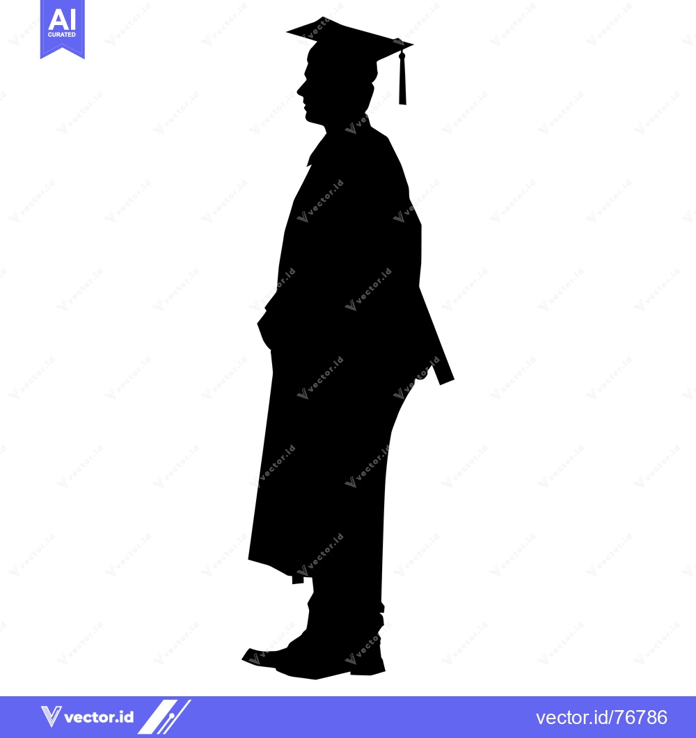 Premium Vector of Silhouette of a Graduate Wearing a Cap and Gown