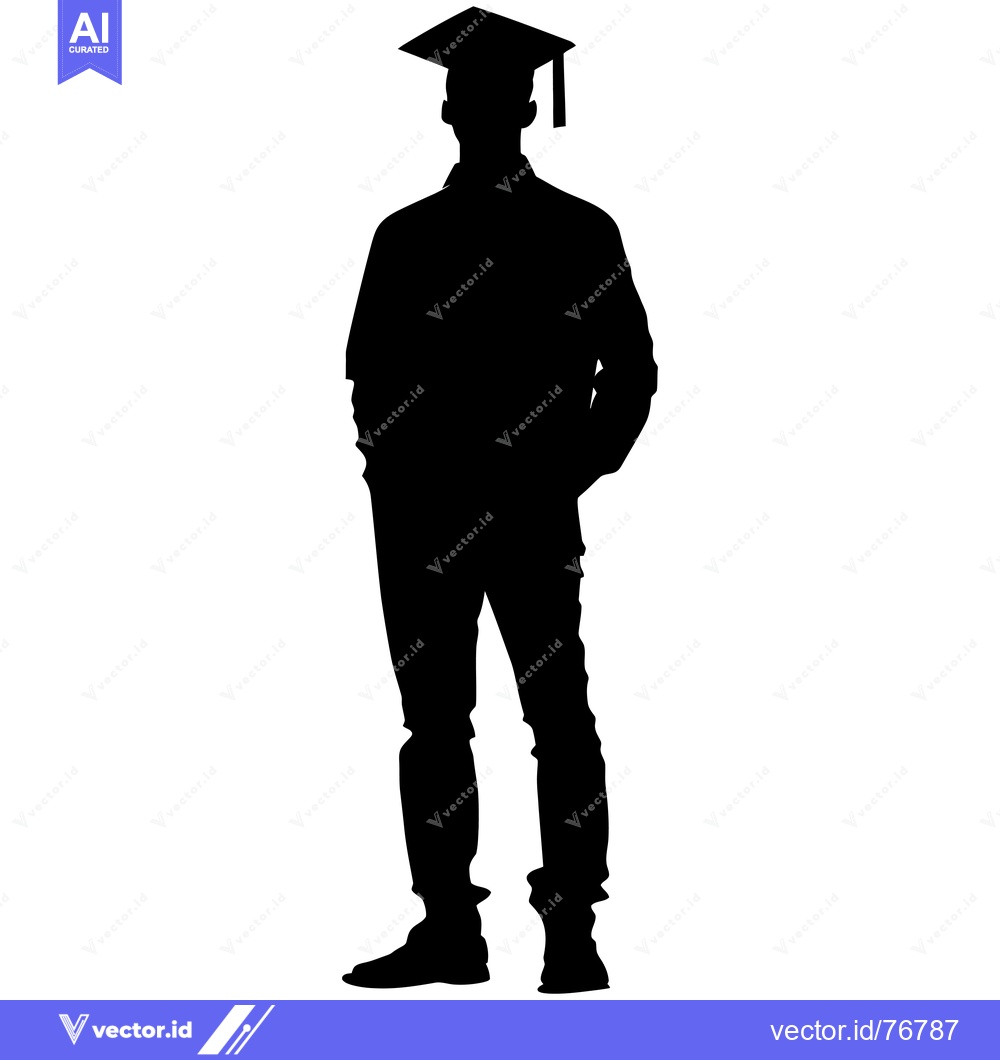 Premium Vector dari Silhouette of a Graduate in a Cap and Gown