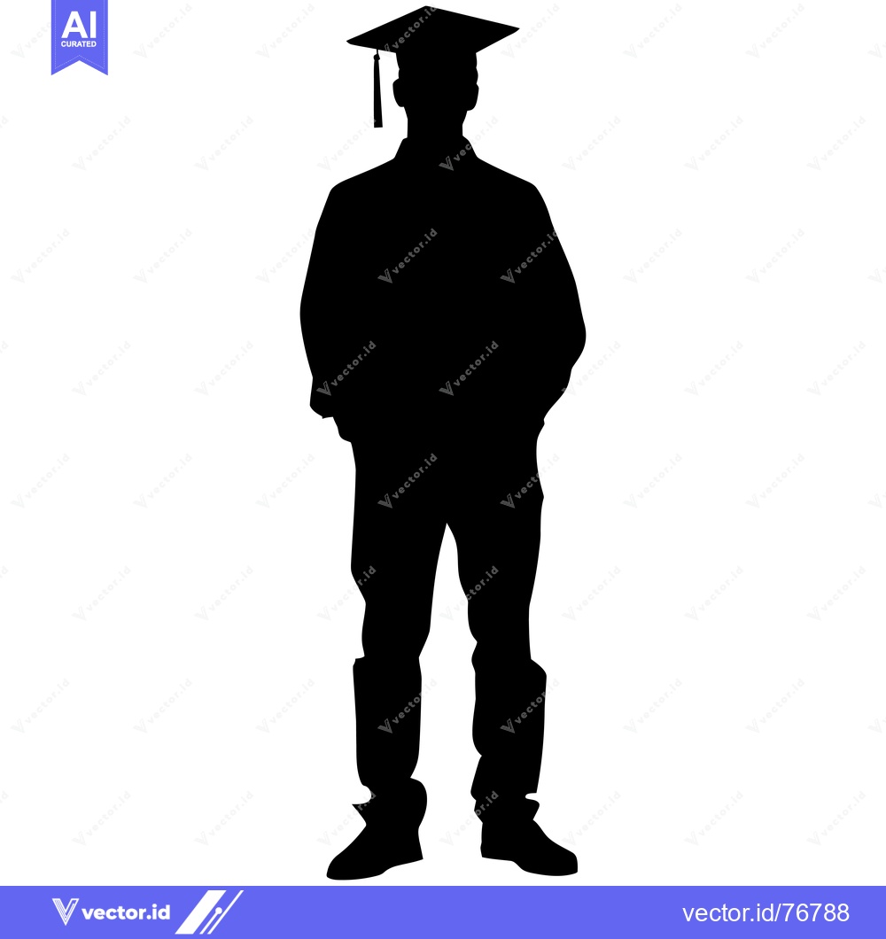 Premium Vector dari Silhouette of a Graduate Wearing a Cap and Gown