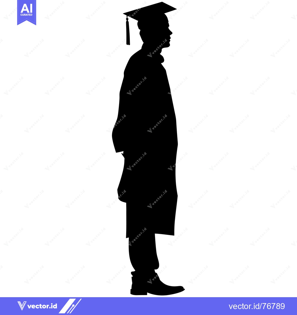 Premium Vector of Silhouette of a Graduate in Cap and Gown