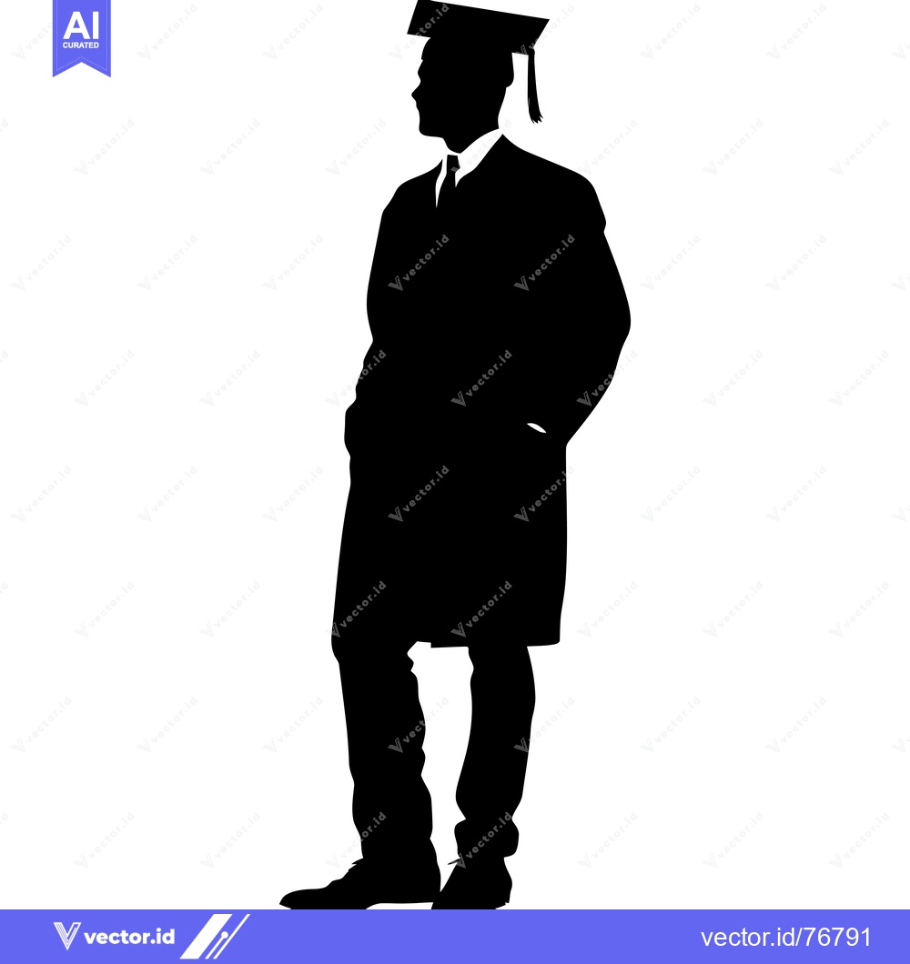 Premium Vector of Silhouette of a Male Graduate in Cap and Gown