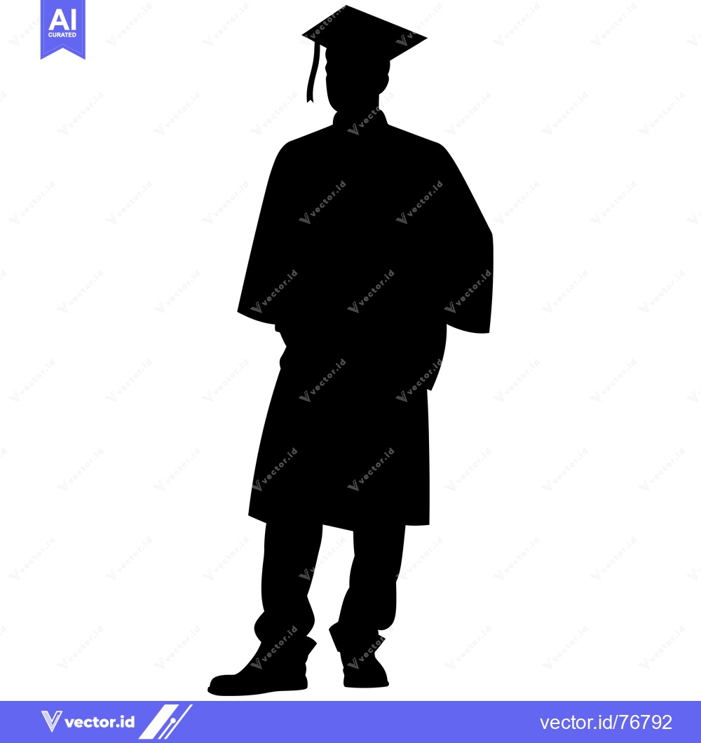 Premium Vector dari Silhouette of a Graduate in Cap and Gown