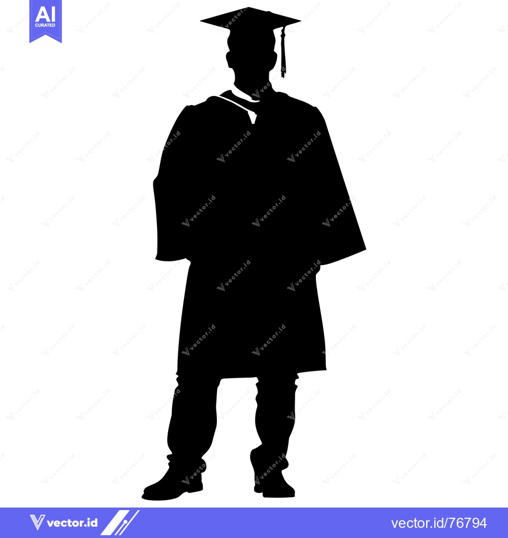 Premium Vector of Silhouette of a Graduate Wearing a Cap and Gown